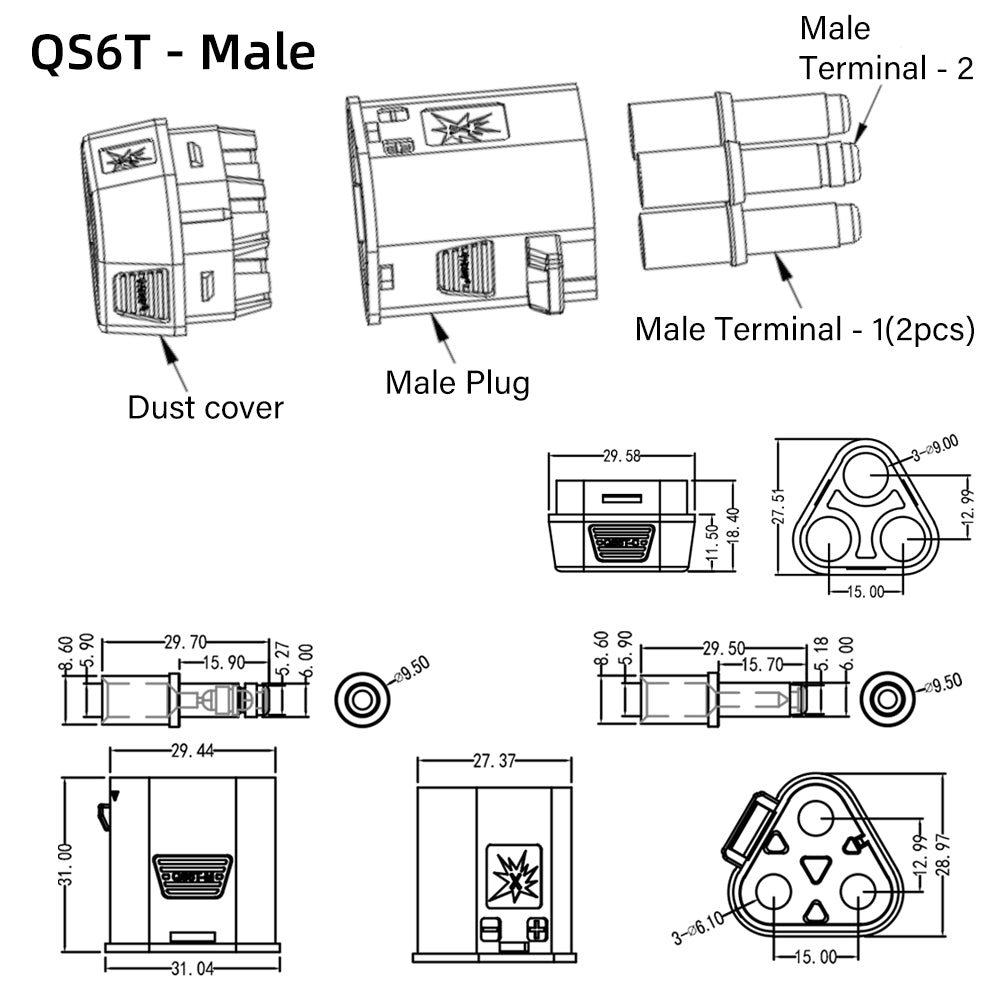 QS6T 3P Antispark Connector