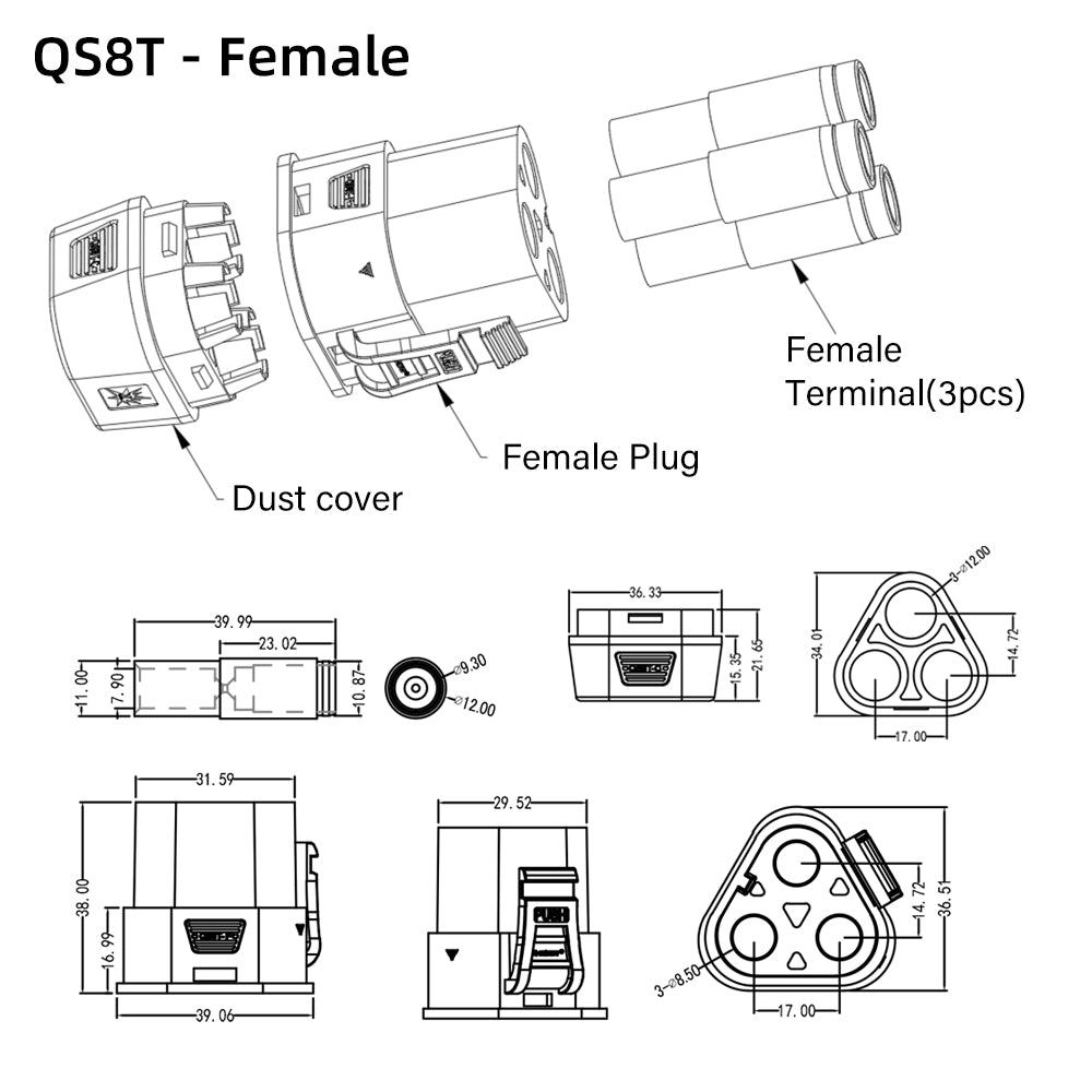QS8T 3P Antispark Connector